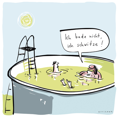 Cartoon: Schwitzen (medium) by kittihawk tagged sommer,hitze,sommer,wasser,see,meer,baden,schwitzen,transpiration,anstrengung,sport,hitze