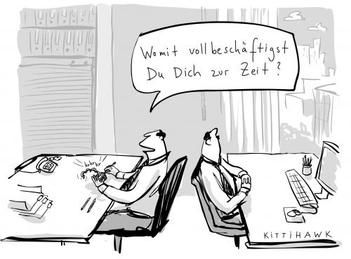 Cartoon: vollbeschäftigung (medium) by kittihawk tagged arbeit,arbeitslos,vollbeschäftigung,langeweile,büro,schreibtisch,zeitvertreib,anspitzen,zeit,totschlagen