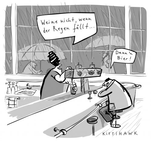 Cartoon: weine nicht (medium) by kittihawk tagged rain,depression,regen,bad,mood,kneipe,pub,weather,wetter,depression,regen,schlecht,stimmung,niedergeschlagen,unwetter,gewitter,sturm,weinen,trauer,kneipe,bar,bier,alkohol