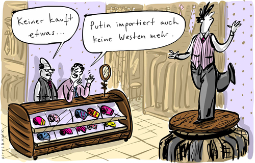 Cartoon: Westen (medium) by kittihawk tagged kittihawk,2014,westen,putin,keiner,kauft,mehr,was,importiert,einzelhandel,karstadt,konsum,herrenkleidung,oberbekliedung,krawatte,verkäufer,keine,kunden,leer,kittihawk,2014,westen,putin,keiner,kauft,mehr,was,importiert,einzelhandel,karstadt,konsum,herrenkleidung,oberbekliedung,krawatte,verkäufer,keine,kunden,leer