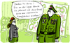 Cartoon: Kampfdrohne (small) by kittihawk tagged kittihawk,2014,unbemannte,kampfdrohne,bundeswehr,anschaffen,rüstungs,etat,wehr,ausrüstung,von,der,leyen,ersetzen,general,offizierin,frauen,männer,armee,geschlechter,drohung