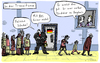 Cartoon: Transitzone (small) by kittihawk tagged kittihawk,2015,transitzone,falsche,schuhe,frisur,türsteher,berghain,deutschland,reinlassen,auswahl,willkür,draußenbleiben,abweisen,profi,kontrolle