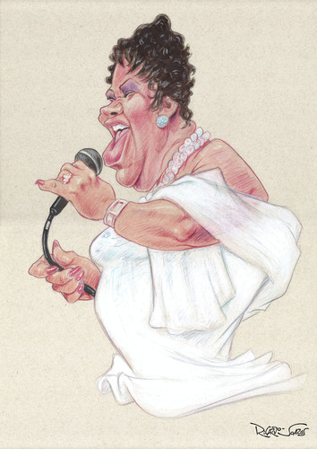 Cartoon: Aretha Franklin (medium) by Ricardo Soares tagged music,jazz