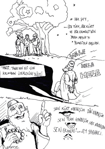 Cartoon: bir türk bir kürt ve bir ermen (medium) by Bern tagged bir,blague,fikra,joke,ermeni,kürt,türk