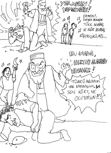 Cartoon: bir türk bir kürt ve bir ermen (medium) by Bern tagged bir,blague,fikra,joke,ermeni,kürt,türk