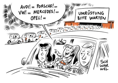 Cartoon: Abgasskandal nicht nur bei VW (medium) by Schwarwel tagged abgasskandal,abgas,skandal,vw,volkswagen,auto,kfz,autobaueer,autohersteller,rückruf,rückgabe,wertverlust,entschädigung,karikatur,schwarwel,konzern,autokonzern,deutschland,mercedes,audi,porsche,opel,autobesitzer,abgasskandal,abgas,skandal,vw,volkswagen,auto,kfz,autobaueer,autohersteller,rückruf,rückgabe,wertverlust,entschädigung,karikatur,schwarwel,konzern,autokonzern,deutschland,mercedes,audi,porsche,opel,autobesitzer