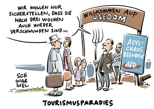 Cartoon: AfD Usedom Tourismus (medium) by Schwarwel tagged afd,alternative,für,deutschland,wahl,wähler,usedom,urlaub,insel,urlaubsinsel,ostsee,tourismus,karikatur,schwarwel,landtagswahl,tourismusbranche,rechtspopulisten,rechtsextrem,nazi,rechtspopulismus,afd,alternative,für,deutschland,wahl,wähler,usedom,urlaub,insel,urlaubsinsel,ostsee,tourismus,karikatur,schwarwel,landtagswahl,tourismusbranche,rechtspopulisten,rechtsextrem,nazi,rechtspopulismus