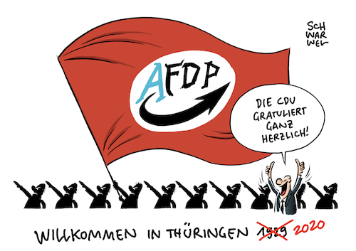 Cartoon: AFDP Thüringen Kemmerich (medium) by Schwarwel tagged thüringen,mpwahl,wahl,ministerpräsidentwahl,bodo,ramelow,kemmerich,fdp,höcke,afd,erfurt,mohrung,die,linke,cdu,steigbügelhalter,dammbruch,faschisten,faschismus,vertrauensfrage,rücktritt,neuahlen,cartoon,karikatur,schwarwwel,rechtsextremismus,nazi,nazis,landtag,auflösung,merkel,kramp,karrenbauer,alternative,für,deutschland,ausländerfeindlichkeit,afdp,fckfdp,thüringen,mpwahl,wahl,ministerpräsidentwahl,bodo,ramelow,kemmerich,fdp,höcke,afd,erfurt,mohrung,die,linke,cdu,steigbügelhalter,dammbruch,faschisten,faschismus,vertrauensfrage,rücktritt,neuahlen,cartoon,karikatur,schwarwwel,rechtsextremismus,nazi,nazis,landtag,auflösung,merkel,kramp,karrenbauer,alternative,für,deutschland,ausländerfeindlichkeit,afdp,fckfdp