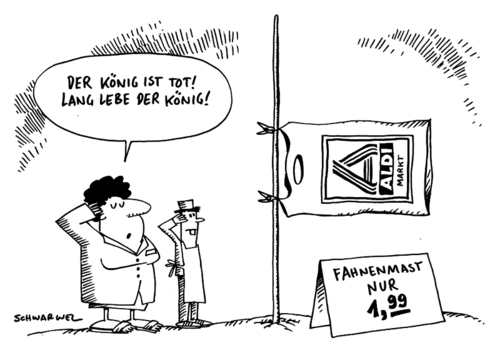 Cartoon: Aldi Nord trauert um Gründer (medium) by Schwarwel tagged aldi,trauer,gründer,tod,legende,theo,albrecht,milliarde,imperium,erbe,discount,karikatur,schwarwel