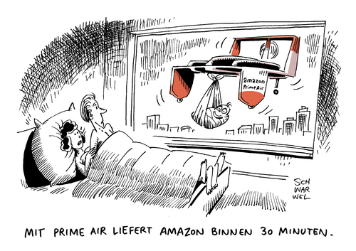 Cartoon: Amazon Drohne Direktlieferung (medium) by Schwarwel tagged amazon,online,shop,geschäft,handel,drohne,direktlieferung,lieferung,karikatur,schwarwel,warenlieferung,händler,lieferservice,prime,air,amazon,online,shop,geschäft,handel,drohne,direktlieferung,lieferung,karikatur,schwarwel,warenlieferung,händler,lieferservice,prime,air