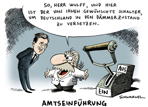 Cartoon: Amtseinführung Bundespräsident (medium) by Schwarwel tagged amtseinführung,bundespräsident,wulff,karikatur,schwarwel