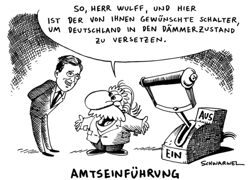 Cartoon: Amtseinführung Bundespräsident (medium) by Schwarwel tagged amtseinführung,bundespräsident,wulff,karikatur,schwarwel