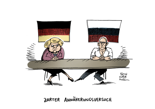 Cartoon: Annäherung Merkel und Putin (medium) by Schwarwel tagged annäherung,merkel,putin,russland,deutschland,weltmacht,gedenkfeier,annäherungsversuch,karikatur,schwarwel,annäherung,merkel,putin,russland,deutschland,weltmacht,gedenkfeier,annäherungsversuch,karikatur,schwarwel