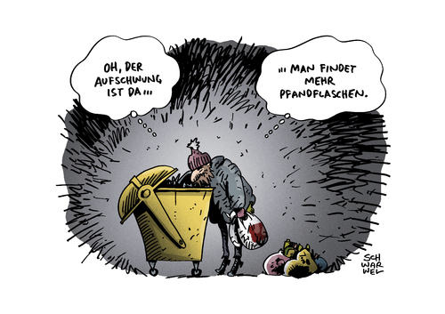 Cartoon: Armut auf Rekordstand (medium) by Schwarwel tagged konjunktur,wohlfahrtsverband,wohlfahrt,wohlstand,armut,arm,reich,reichtum,rekorstand,bettler,obdachlos,mülltonne,flaschensammler,müll,geld,wirtschaft,finanzen,krise,pfandflaschen,karikatur,schwarwel,konjunktur,wohlfahrtsverband,wohlfahrt,wohlstand,armut,arm,reich,reichtum,rekorstand,bettler,obdachlos,mülltonne,flaschensammler,müll,geld,wirtschaft,finanzen,krise,pfandflaschen,karikatur,schwarwel