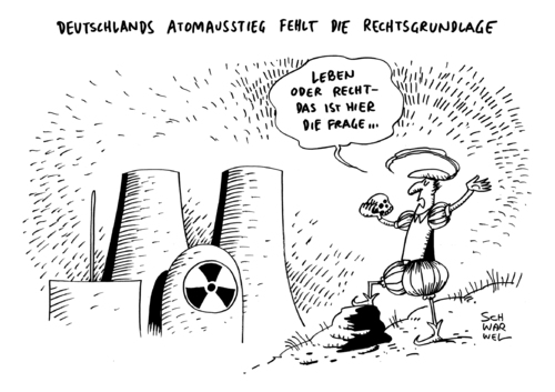 Cartoon: Atomausstieg Rechtsgrundlage (medium) by Schwarwel tagged atomausstieg,fehlende,rechtsgrundlage,atom,nuklear,recht,gesetz,bundesverfassungsgericht,deutschland,hamlet,shakespeare,karikatur,schwarwel,atomausstieg,fehlende,rechtsgrundlage,atom,nuklear,recht,gesetz,bundesverfassungsgericht,deutschland,hamlet,shakespeare,karikatur,schwarwel