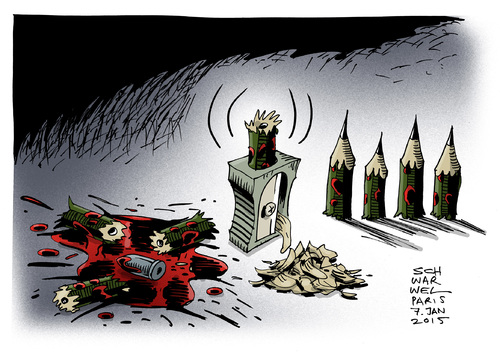 Cartoon: Attentat Charlie Hebdo Paris (medium) by Schwarwel tagged schwarwel,karikatur,tote,satiremagazin,anschlag,paris,hebdo,charlie,attentat,attentat,charlie,hebdo,paris,anschlag,satiremagazin,tote,karikatur,schwarwel