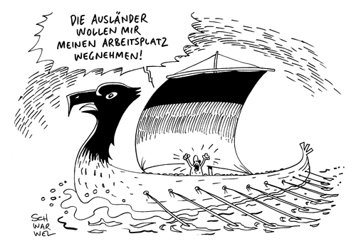 Cartoon: Ausländerfeindlichkeit (medium) by Schwarwel tagged ausländer,migranten,ausländerfeindlichkeit,übergriffe,nazi,nazis,gewalt,terror,aber,asyl,asylanten,karikatur,schwarwel,ausländer,migranten,ausländerfeindlichkeit,übergriffe,nazi,nazis,gewalt,terror,aber,asyl,asylanten,karikatur,schwarwel