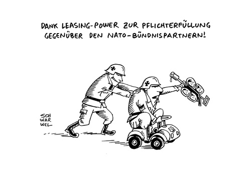 Cartoon: Ausrüstungsmängel Bundeswehr (medium) by Schwarwel tagged ausrüstungsmängel,bundeswehr,krieg,waffen,gewalt,verteidigungsministerin,von,der,leyen,leasing,syrien,irak,korea,soldat,armee,herr,panzer,luftwaffe,karikatur,schwarwel,nato,putin,merkel,frieden,terror,tot,mord,völkermord,ausrüstungsmängel,bundeswehr,krieg,waffen,gewalt,verteidigungsministerin,von,der,leyen,leasing,syrien,irak,korea,soldat,armee,herr,panzer,luftwaffe,karikatur,schwarwel,nato,putin,merkel,frieden,terror,tot,mord,völkermord