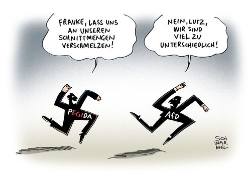 Cartoon: Bachmann Schulterschluss AfD (medium) by Schwarwel tagged bachmann,schulterschluss,afd,listenverbindung,liste,partei,alternative,für,deutschland,pegida,chef,frauke,petry,karikatur,schwarwel,rechts,nazi,rechtsaußen,gewalt,wut,terror,besorgte,bürger,flüchtlinge,geflüchtete,fremdenfeindlichen,bewegung,demo,demonstration,dresden,doppelstrategie,bachmann,schulterschluss,afd,listenverbindung,liste,partei,alternative,für,deutschland,pegida,chef,frauke,petry,karikatur,schwarwel,rechts,nazi,rechtsaußen,gewalt,wut,terror,besorgte,bürger,flüchtlinge,geflüchtete,fremdenfeindlichen,bewegung,demo,demonstration,dresden,doppelstrategie