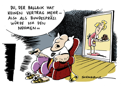 Cartoon: Ballack Bundespräsidentenwahl (medium) by Schwarwel tagged michael,ballack,bundespräsident,wahl,kandidat,schloss,bellevue,präsidentenkrise,horst,köhler,fußball,karikatur,schwarwel