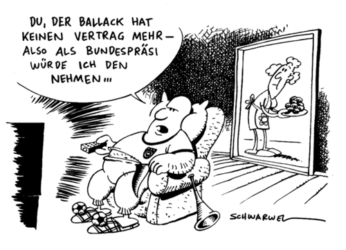 Cartoon: Ballack Bundespräsidentenwahl (medium) by Schwarwel tagged michael,ballack,bundespräsident,wahl,kandidat,schloss,bellevue,präsidentenkrise,horst,köhler,fußball,karikatur,schwarwel