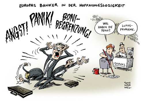 Cartoon: Banker Boni Schock (medium) by Schwarwel tagged obergrenze,banker,banken,boni,bonus,eu,beschluss,schock,london,karikatur,schwarwel,geld,finanzen,obergrenze,banker,banken,boni,bonus,eu,beschluss,schock,london,karikatur,schwarwel,geld,finanzen