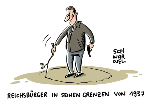 Cartoon: Bayern Reichsbürger schießt (medium) by Schwarwel tagged bayern,deutschland,georgensmünd,üolizei,reichsbürger,schuss,waffe,polizist,polizisten,lebensgefahr,terror,gewalt,rechts,rechtsextrem,rechtspopulistisch,hass,wut,grenze,deutsches,reich,nazi,nationalsozialismus,rechtspopulismus,waffenbesitz,karikatur,schwarwel,bayern,deutschland,georgensmünd,üolizei,reichsbürger,schuss,waffe,polizist,polizisten,lebensgefahr,terror,gewalt,rechts,rechtsextrem,rechtspopulistisch,hass,wut,grenze,deutsches,reich,nazi,nationalsozialismus,rechtspopulismus,waffenbesitz,karikatur,schwarwel