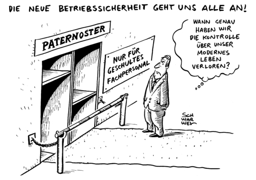 Cartoon: Betriebssicherheit Paternoster (medium) by Schwarwel tagged betriebssicherheit,sicherheit,betrieb,firma,nutzung,fahrstuhl,paternoster,geschultes,personal,karikatur,schwarwel,betriebssicherheit,sicherheit,betrieb,firma,nutzung,fahrstuhl,paternoster,geschultes,personal,karikatur,schwarwel