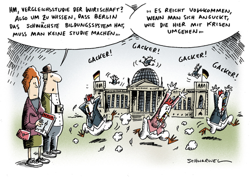 Cartoon: Bildungsstudie Sachsen Berlin (medium) by Schwarwel tagged bildung,studie,bildungsstudie,sachsen,berlin,vorn,hinten,schlusslicht,intelligenz,schule,karikatur,schwarwel,wirtschaft,bildungssystem,krise,politik,deutschland,finanzen,bildung,studie,bildungsstudie,sachsen,berlin,intelligenz,schule