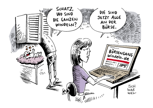 Cartoon: Börsengang Windeln (medium) by Schwarwel tagged börsengang,börse,windeln,mio,millionen,aktien,karikatur,schwarwel,börsengang,börse,windeln,mio,millionen,aktien,karikatur,schwarwel