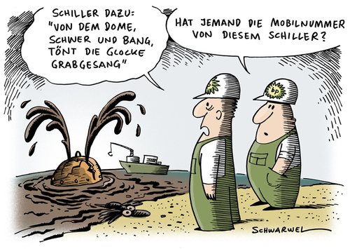 Cartoon: BP bricht Belastungstests ab (medium) by Schwarwel tagged bp,ölkrise,louisiana,öl,pest,golf,von,mexiko,ölkonzern,krise,bohrinsel,natur,katastrofe,verschmutzung,meer,ozean,umwelt,leck,belastungstests,karikatur,schwarwel