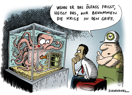 Cartoon: BP Krise (medium) by Schwarwel tagged bp,ölkrise,louisiana,öl,pest,golf,von,mexiko,ölkonzern,krise,bohrinsel,natur,katastrofe,verschmutzung,meer,ozean,umwelt,karikatur,schwarwel