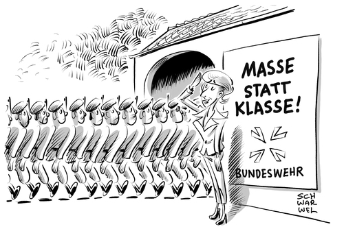 Cartoon: Bundeswehr mehr Soldaten (medium) by Schwarwel tagged bundeswehr,von,der,leyen,soldat,soldaten,armee,herr,krieg,frieden,verteidigung,waffen,gewalt,terror,technik,panzer,karikatur,schwarwel,truppe,aufrüstung,kampf,kampfpanzer,angst,is,islamischer,staat,angriff,bundeswehr,von,der,leyen,soldat,soldaten,armee,herr,krieg,frieden,verteidigung,waffen,gewalt,terror,technik,panzer,karikatur,schwarwel,truppe,aufrüstung,kampf,kampfpanzer,angst,is,islamischer,staat,angriff