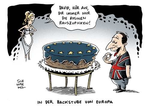 Cartoon: Cameron EU Kritik (medium) by Schwarwel tagged premier,david,cameron,eu,kritik,europäische,union,großbritannien,england,great,britain,kuchen,karikatur,schwarwel,premier,david,cameron,eu,kritik,europäische,union,großbritannien,england,great,britain,kuchen,karikatur,schwarwel