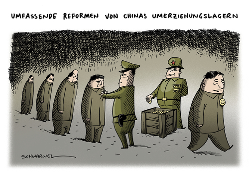 Cartoon: China Umerziehungslager (medium) by Schwarwel tagged china,abschaffung,umerziehungslager,peking,kp,umerziehung,durch,arbeit,menschenrechte,angeklagte,haft,prozess,arbeitslager,reform,karikatur,schwarwel,china,abschaffung,umerziehungslager,peking,kp,umerziehung,durch,arbeit,menschenrechte,angeklagte,haft,prozess,arbeitslager,reform,karikatur,schwarwel