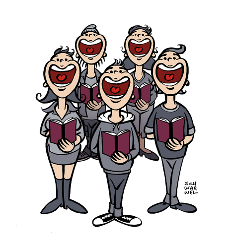 Cartoon: Chor (medium) by Schwarwel tagged chor,chorleute,singen,musik,lieder,rock,pop,liederbuch,song,illustration,schwarwel,chor,chorleute,singen,musik,lieder,rock,pop,liederbuch,song,illustration,schwarwel