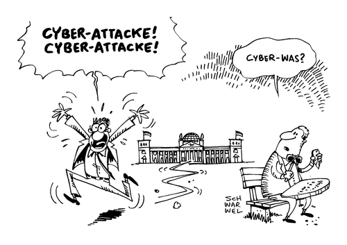 Cartoon: Cyber Attacke Bundestag Hacker (medium) by Schwarwel tagged cyber,attacke,bundestag,hacker,angriff,karikatur,schwarwel,cyber,attacke,bundestag,hacker,angriff,karikatur,schwarwel