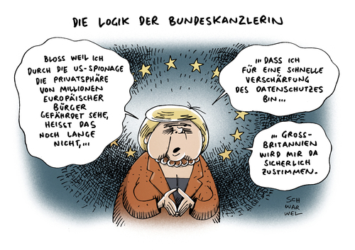 Cartoon: Datenschutz US Spionage Merkel (medium) by Schwarwel tagged datenschutz,us,spionage,merkel,eu,datenbeschluss,überwachung,karikatur,schwarwel,privatsphäre,europäische,union,datenschutz,us,spionage,merkel,eu,datenbeschluss,überwachung,karikatur,schwarwel,privatsphäre,europäische,union