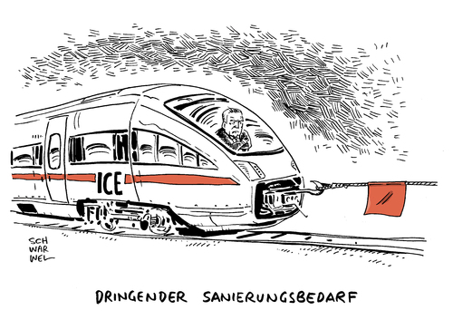 Cartoon: Deutsche Bahn Sanierungsfall (medium) by Schwarwel tagged deutsche,bahn,db,zug,verkehr,pünktlichkeit,konzern,konzernchef,grube,sanierungsfall,sanierung,karikatur,schwarwel,ice,deutsche,bahn,db,zug,verkehr,pünktlichkeit,konzern,konzernchef,grube,sanierungsfall,sanierung,karikatur,schwarwel,ice