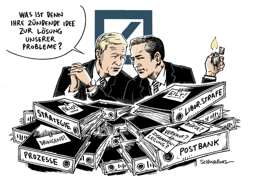 Cartoon: Deutsche Bank Doppelspitze (medium) by Schwarwel tagged deutsche,bank,doppelspitze,fitschen,jain,massive,probleme,karikatur,schwarwel,deutsche,bank,doppelspitze,fitschen,jain,massive,probleme,karikatur,schwarwel