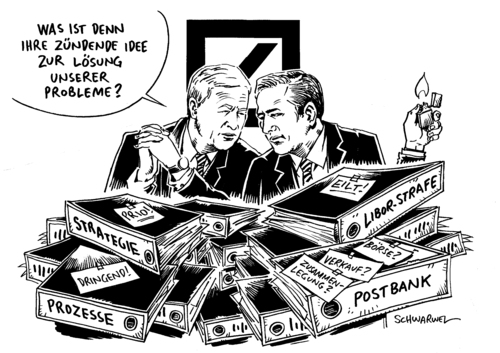 Cartoon: Deutsche Bank Doppelspitze (medium) by Schwarwel tagged deutsche,bank,doppelspitze,fitschen,jain,massive,probleme,karikatur,schwarwel,deutsche,bank,doppelspitze,fitschen,jain,massive,probleme,karikatur,schwarwel