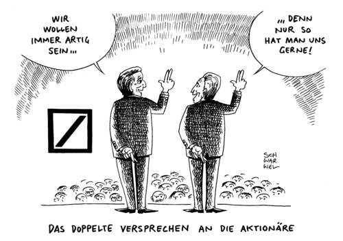 Cartoon: Deutsche Bank Negativschlagzeile (medium) by Schwarwel tagged deutsche,bank,kredit,geld,wirtschaft,finanzen,aktionäre,börse,negativschlagzeile,schlagzeilen,karikatur,schwarwel,hauptversammlung,negtaiv,nachrichten,news,presse,vorstand,doppelspitze,jürgen,fitschen,geldhaus,frankfurt,kosten,investoren,deutsche,bank,kredit,geld,wirtschaft,finanzen,aktionäre,börse,negativschlagzeile,schlagzeilen,karikatur,schwarwel,hauptversammlung,negtaiv,nachrichten,news,presse,vorstand,doppelspitze,jürgen,fitschen,geldhaus,frankfurt,kosten,investoren