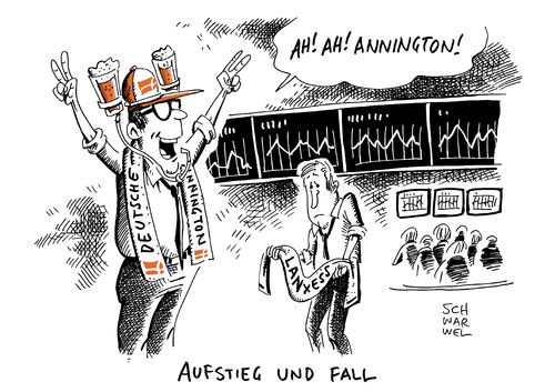 Cartoon: Deutsche Börse Lanxess (medium) by Schwarwel tagged schwarwel,karikatur,finanzen,wirtschaft,geld,aktien,aktie,fall,aufstieg,wchsel,annington,lanxess,börse,deutsche,deutsche,börse,lanxess,annington,wchsel,aufstieg,fall,aktie,aktien,geld,wirtschaft,finanzen,karikatur,schwarwel