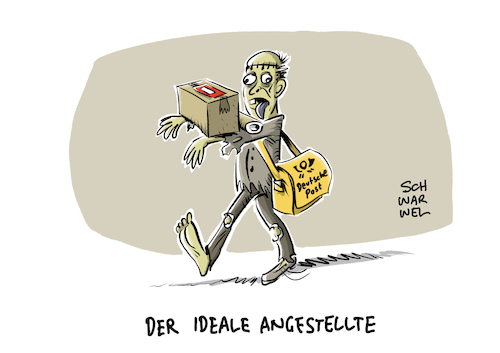 Cartoon: Deutsche Post sittenwidrig (medium) by Schwarwel tagged deutsche,post,arbeit,lohn,job,gehalt,arbeitnehmer,arbeitgeber,einstellungskriterien,einstellung,vorstellungsgespräch,sittenwidrig,sittenwidrigkeit,brief,briefe,pakete,paket,briefbote,paketboten,personal,personalpolitik,entfristung,entfristungskonzept,unternehmen,konzern,arbeitsverträge,arbeitsvertrag,cartoon,karikatur,schwarwel,deutsche,post,arbeit,lohn,job,gehalt,arbeitnehmer,arbeitgeber,einstellungskriterien,einstellung,vorstellungsgespräch,sittenwidrig,sittenwidrigkeit,brief,briefe,pakete,paket,briefbote,paketboten,personal,personalpolitik,entfristung,entfristungskonzept,unternehmen,konzern,arbeitsverträge,arbeitsvertrag,cartoon,karikatur,schwarwel