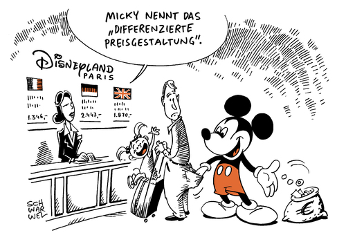 Cartoon: Disneyland Paris Preise (medium) by Schwarwel tagged disneyland,paris,eu,komission,überprüfung,vergnügungspark,preisgestaltung,preise,eintrittspreis,mickey,mouse,karikatur,schwarwel,disneyland,paris,eu,komission,überprüfung,vergnügungspark,preisgestaltung,preise,eintrittspreis,mickey,mouse,karikatur,schwarwel