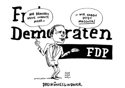 Cartoon: Dreikönigstreffen FDP (medium) by Schwarwel tagged dreikönigstreffen,fdp,neue,farbe,sinnsuche,partei,lindner,karikatur,schwarwel,dreikönigstreffen,fdp,neue,farbe,sinnsuche,partei,lindner,karikatur,schwarwel