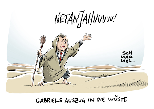 Cartoon: Eklat Israel Netanjahu Gabriel (medium) by Schwarwel tagged eklat,israel,netanjahu,sigmar,gabriel,treffen,wüste,karikatur,schwarwel,politik,politiker,außenpolitik,staatsbesuch,absage,eklat,israel,netanjahu,sigmar,gabriel,treffen,wüste,karikatur,schwarwel,politik,politiker,außenpolitik,staatsbesuch,absage