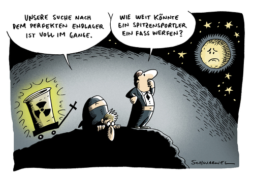 Cartoon: Endlager (medium) by Schwarwel tagged deutschland,gorleben,endlager,atom,atommuell,atomkraft,nuklear,natur,zerstoerung,umwelt,karikatur,schwarwel,deutschland,gorleben,endlager,atom,atomkraft,umwelt