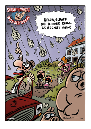 Cartoon: Es regnet Hirn! (medium) by Schwarwel tagged schweinevogel,witz,der,woche,schwarwel,sid,gehirn