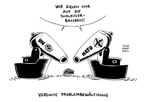 Cartoon: EU Militäreinsatz Schleppe (medium) by Schwarwel tagged eu,militäreinsatz,schleppe,europäische,union,nato,un,mandat,steinmeier,schleuser,banden,pronlem,krise,karikatur,schwarwel,eu,militäreinsatz,schleppe,europäische,union,nato,un,mandat,steinmeier,schleuser,banden,pronlem,krise,karikatur,schwarwel